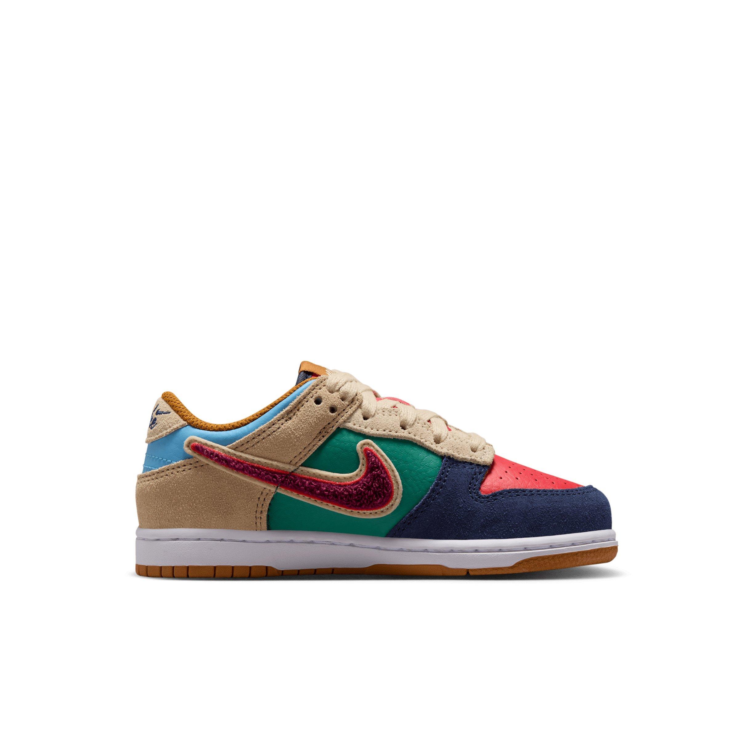 Nike Dunk Low "Midnight Navy/Green Noise/Linen/Speed Red" Preschool Boys' Shoe - NAVY/GREEN/LINEN/RED